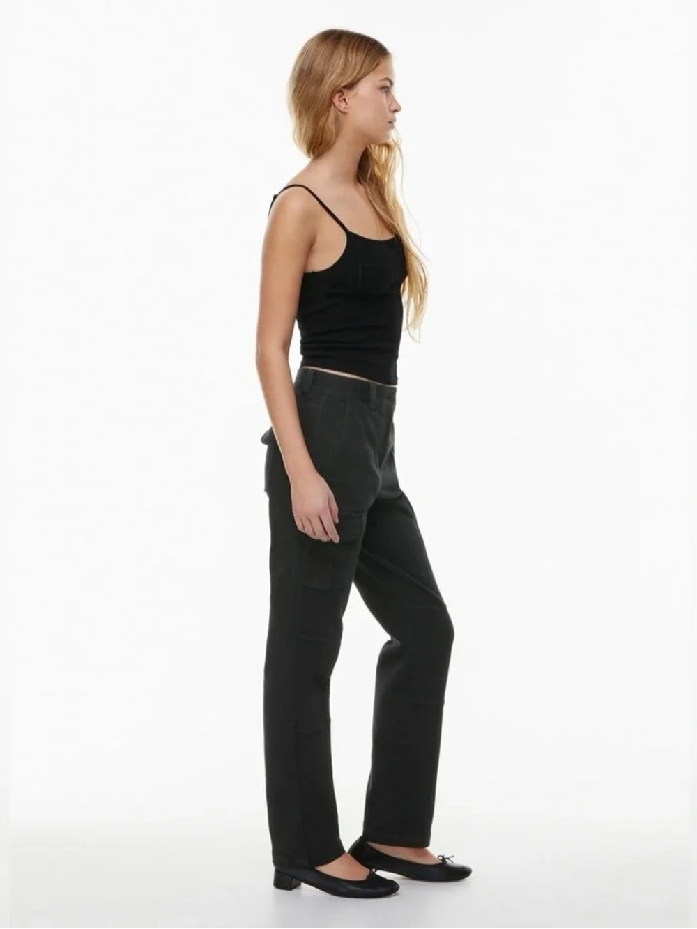 Aritzia Sunday Best Fitz Cargo Pant Twill Mid Rise Black